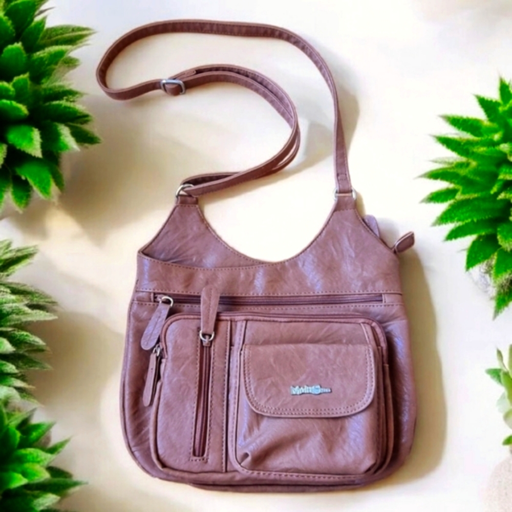 MultiSac Crossbody Handbag Caramel Brown Organizational Crossbody Purse